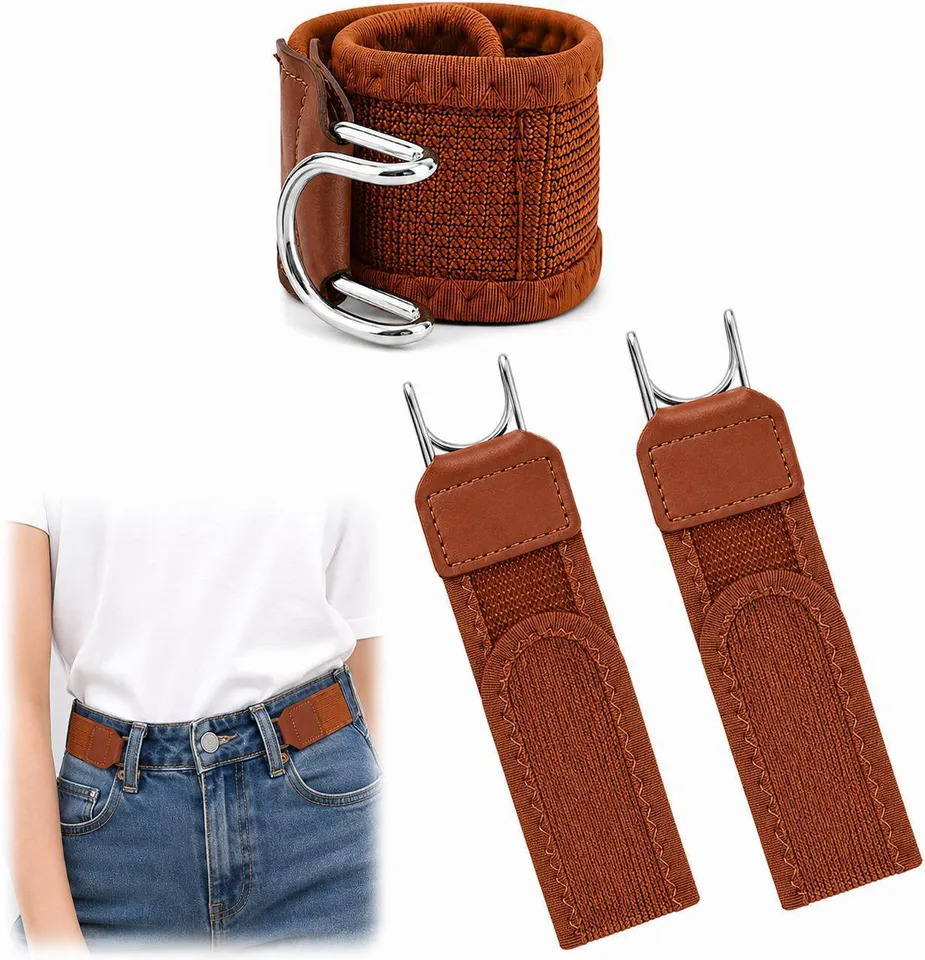 Buckleless Belt Hook (Brown Colour)