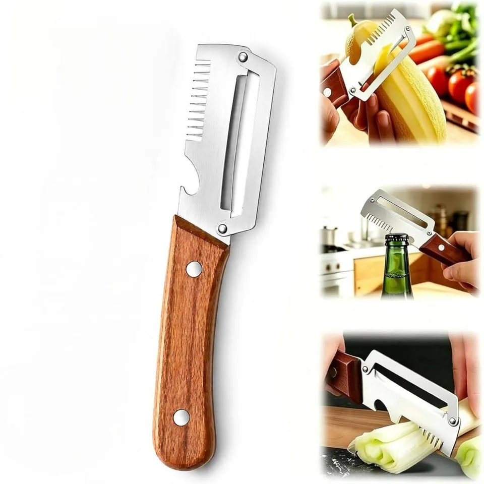3 in 1 Vegetable Peeler (Wooden Handle)