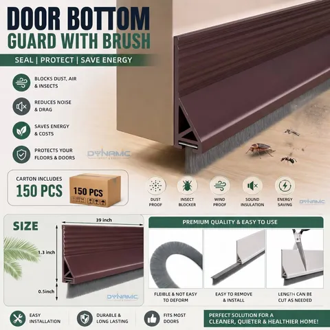 Silicone Door Bottom Guard with Brush