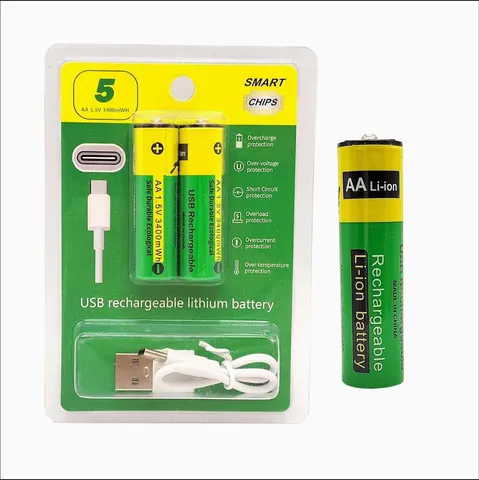 2 Pcs Type C Rechargeable Batteries