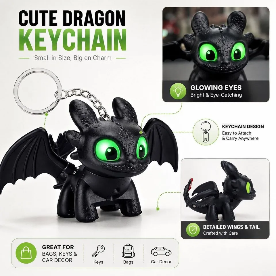 Night Fury Dragon Keychain